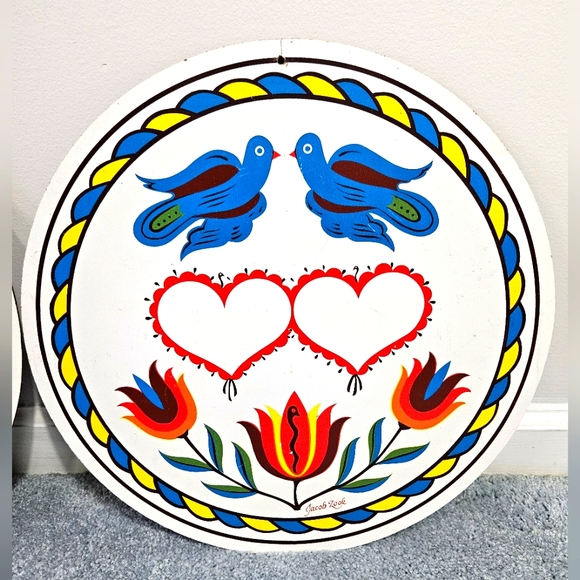 Vintage Midcentury Pennsylvania Dutch Collectible Colorful Hex Signs Love Birds - Picture 2 of 7